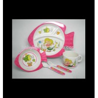 food-grade-safe 5-pcs fish shaped melamine kids set children melamine dinnerware set(model number:B5007)