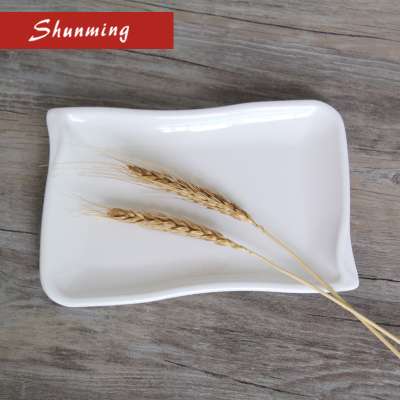 High quality Eco-friendly rectangular hotel white melamine Plastic food dish