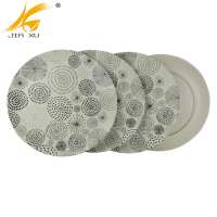 4pcs 8 inch bamboo finer  melamine plate set wholesale bamboo fiber high quality round plate set